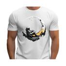 Camiseta Masculina plus Size De Verão Em Algodão Casual Com Gola Redonda E Estampa De Lua