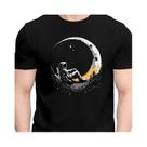 Camiseta Masculina plus Size De Verão Em Algodão Casual Com Gola Redonda E Estampa De Lua