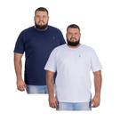 Camiseta Masculina Plus Size Kit 2 Pç Azul e Branco