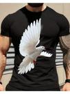 Camiseta Masculina Pomba da Paz em Algodão Preto - Design Sereno