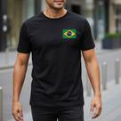 Camiseta Masculina Preta Brasil Bandeira Futebol Copa 2026 Algodão 100 Camisa Casual Urbana Confortável