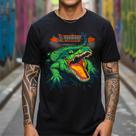 Camiseta Masculina Preta Crocodilo Streetwear Camisa Estampada Premium Casual Lançamento Moda Casual Blusa Preta Homens Presente