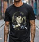 Camiseta Masculina Preta Street Gangster Estampa Dollar Algodão Premium Camisa Casual Urbana Manga Curta Confortável Estilo Moderno Diário