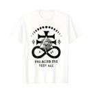 Camiseta Masculina Preta Vintage Com Estampa De Cruz Satânica Pagã Leviatã E Olho Que Tudo Vê, Gola Camiseta Masculina Preta Vintage Com Estampa De Cruz Satânica Pagã Leviatã E Olho Que Tudo Vê, Gola