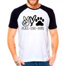 Camiseta Masculina Raglan Branca Pet Cachorro Dog 05
