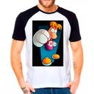 Camiseta Masculina Raglan Branca Rayman Jogos Games