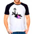 Camiseta Masculina Raglan Branca Rick and Morty 25 Camiseta Masculina Raglan Branca Rick and Morty 25