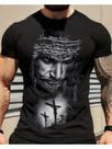 Camiseta Masculina Redentor - Estampa de Jesus com Coroa de Espinhos em Algodão Preto