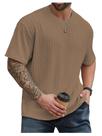 Camiseta masculina RoseSeek, grande e alta, texturizada, cáqui, 6GG Camiseta masculina RoseSeek, grande e alta, texturizada, cáqui, 6GG