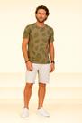 Camiseta Masculina Slim Fit Estampada Folhagem Six One Verde Algodão com Elastano