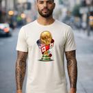 Camiseta Masculina Troféu Mundial Futebol Bandeiras EUA Canadá México Malha Leve Conforto Premium Streetwear Urban Exclusivo Top Luxo Soft Verão