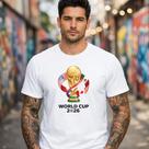 Camiseta Masculina Troféu Mundial Futebol Estampa Central Países Sede Malha Leve Conforto Moda Urbana Exclusivo Estilo Retrô Premium Casual