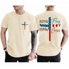 Camiseta masculina Tuislay Christian Stand for The Flag Kneel for The Cross Camiseta American Flag 4 de julho Jesus Faith Religious Camiseta masculina Tuislay Christian Stand for The Flag Kneel for The Cross Camiseta American Flag 4 de julho Jesus Faith Religious