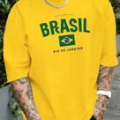 Camiseta Masculina Unissex Brasil Bandeira Copa do Mundo Esilosa Moderna
