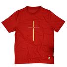 Camiseta Masculina Vermelha Jesus Cristo cruz dourada