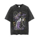 Camiseta Masculina Vintage De Algodão Lavado, Estilo Hip Hop De Verão, Estampa De Anime, Casual,