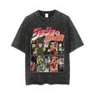 Camiseta Masculina Vintage De Algodão Lavado, Estilo Hip Hop De Verão, Estampa De Anime, Casual,