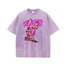 Camiseta masculina vintage lavada de manga curta nova moda simples e solta