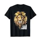 Camiseta Masculina Vintage Preta Com Estampa 3D De Jesus E Leão, 100% Algodão, Moda De Verão