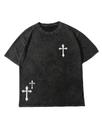 Camiseta masculina VIPWOLF estampada de tamanho grande, manga curta, preta Camiseta masculina VIPWOLF estampada de tamanho grande, manga curta, preta