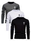 Camiseta masculina VIPWOLF, manga comprida, estampada em letras, casual Camiseta masculina VIPWOLF, manga comprida, estampada em letras, casual