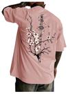 Camiseta masculina WDIRARA com letras japonesas estampada rosa tamanho GG Camiseta masculina WDIRARA com letras japonesas estampada rosa tamanho GG