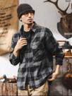 Camiseta Masculina Xadrez Flanelada Com Bolsos Manga Longa Premium