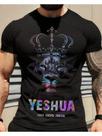 Camiseta Masculina Yeshua Rei dos Reis em Algodão Preto - Design Cristã