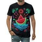 Camiseta Melancia Suculenta Estilo Fruta Verão Alegre