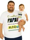 Camiseta Melhor Papai Do Mundo Com Body de Bebê Pai Tamanho Especial Plus Size