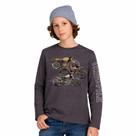 Camiseta Meninos Manga Longa Malha Cinza Montreal Motocicletas Kyly Tamanho:16 anos