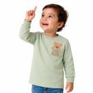 Camiseta Meninos Manga Longa Verde Claro Bolso Ursinho Bordado Kyly Tamanho:3 anos