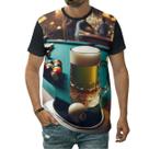 Camiseta Mesa De Sinuca Com Cerveja Estampa Jogo De Bar Arte
