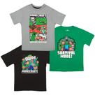 Camiseta Minecraft Boys, pacote com 3, Steve, Creeper, tamanho 5/6