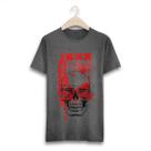 Camiseta Moderna Estampada Masculina Cinza Manga Curta