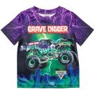 Camiseta Monster Jam Grave Digger roxa/Verde para meninos 10-12