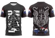 Camiseta Muay Thai Saudação Sawadee Krap Camisa Preta Luta Guerreiro
