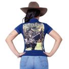 Camiseta Muladeiros Feminina Country Gola Polo Azul Camiseta Muladeiros Feminina Country Gola Polo Azul