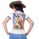 Camiseta Muladeiros Feminina Country Gola Polo Branca