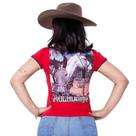 Camiseta Muladeiros Feminina Country Gola Polo Vermelha Camiseta Muladeiros Feminina Country Gola Polo Vermelha