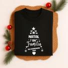 Camiseta Natal Família Personalizada Algodão com Sobrenome Estampa Natalina Festas