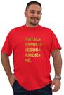 Camiseta Natal Vermelha Frases Jesus Paz Plus Size G1 G2 G3