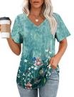 Camiseta OFEEFAN Plus para mulheres com decote em V e manga curta 3GG Camiseta OFEEFAN Plus para mulheres com decote em V e manga curta 3GG