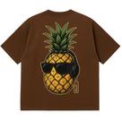Camiseta Oversized Abacaxi Marrom para Rave e Festa com Estampa DTF