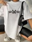 Camiseta Oversized Borboleta Tribal Feminina Larga T-shirt