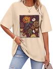 Camiseta oversized feminina ADOREJOY 2XL bege com estampa floral e gola redonda