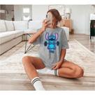 Camiseta Oversized Feminina Blusão Stitch Peso Diferenciada