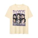 Camiseta Oversized Feminina Com Estampa De Drama De TV Damon Salvatore Ian Somerhalder Moda Retrô