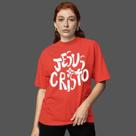 Camiseta Oversized Feminina Estampa Evangelica Jesus Cristo Yeshua Leão