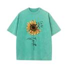 Camiseta Oversized Feminina Vintage - Estampa de Girassol e Borboleta - Algodão Preto Camiseta Oversized Feminina Vintage - Estampa de Girassol e Borboleta - Algodão Preto